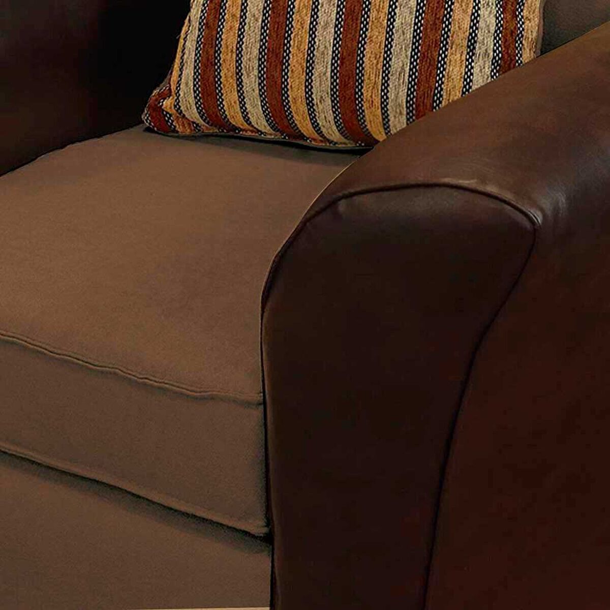 Sof&aacute; Elegant Detail Minesota 2 Cuerpos Tela/PU Caf&eacute;
