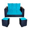 Juego de Living Diseño A&M Home Julietta Sofá 3 Cuerpos + 2 Pouf 1 Cuerpo Negro Calipso