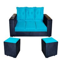 Juego de Living Diseño A&M Home Julietta Sofá 3 Cuerpos + 2 Pouf 1 Cuerpo Negro Calipso