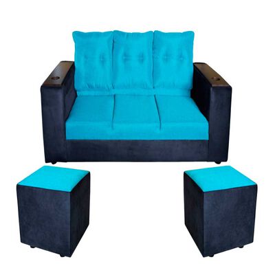 Imagen 1 del producto Juego de Living Diseño A&M Home Julietta Sofá 3 Cuerpos + 2 Pouf 1 Cuerpo Negro Calipso