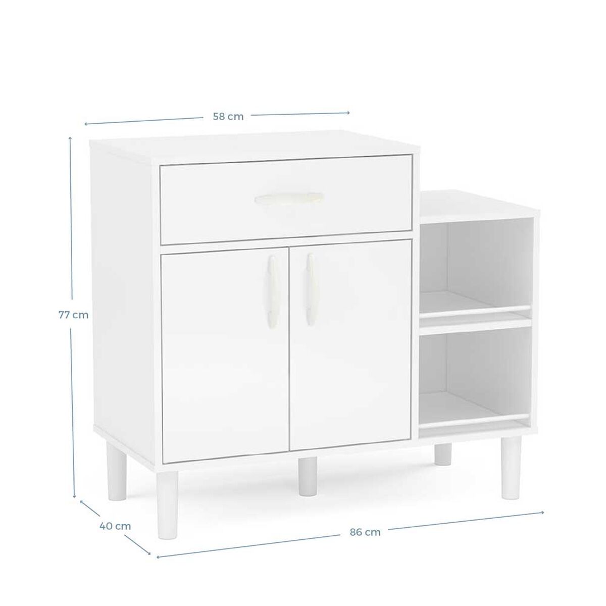 Mueble de Cocina para Microondas Vekkahome Montauri 1 Cajón 2 Puertas Blanco