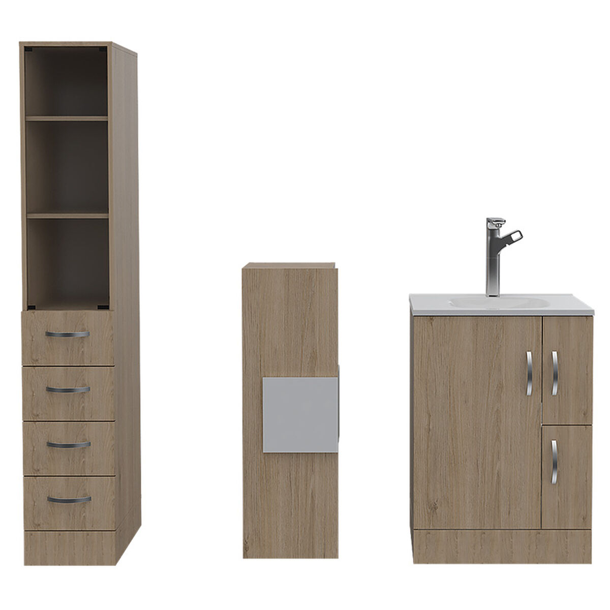 Set Muebles Torre de Baño + Mueble + Auxiliar + Espejo + Lavamanos TuHome Vanguard