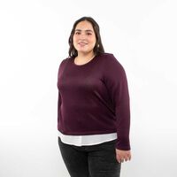 Sweater Cuello Redondo Mujer Extralindas Burdeo, Crudo