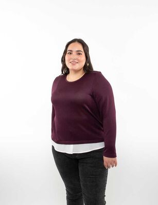 Imagen 1 del producto Sweater Cuello Redondo Mujer Extralindas Burdeo, Crudo