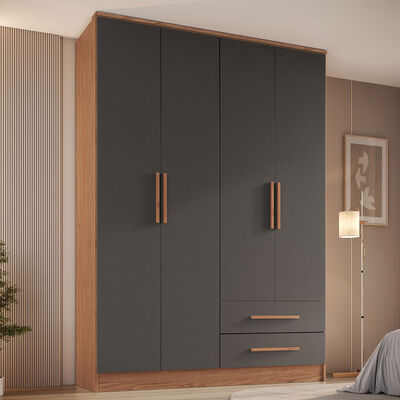 Closet Vekkahome Americano 4 Puertas 2 Cajones Grafito