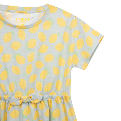 Imagen 2 del producto Vestido Niña Chess celeste, naranjo