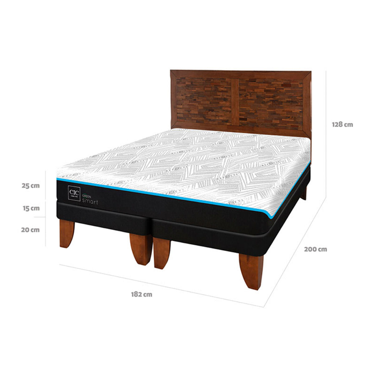 Cama Europea CIC Green Infinity King + 1 Respaldo Antique