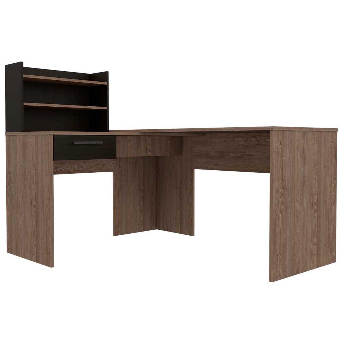 Combo Escritorio en L + Gabinete TuHome Bilbao Miel Wengue