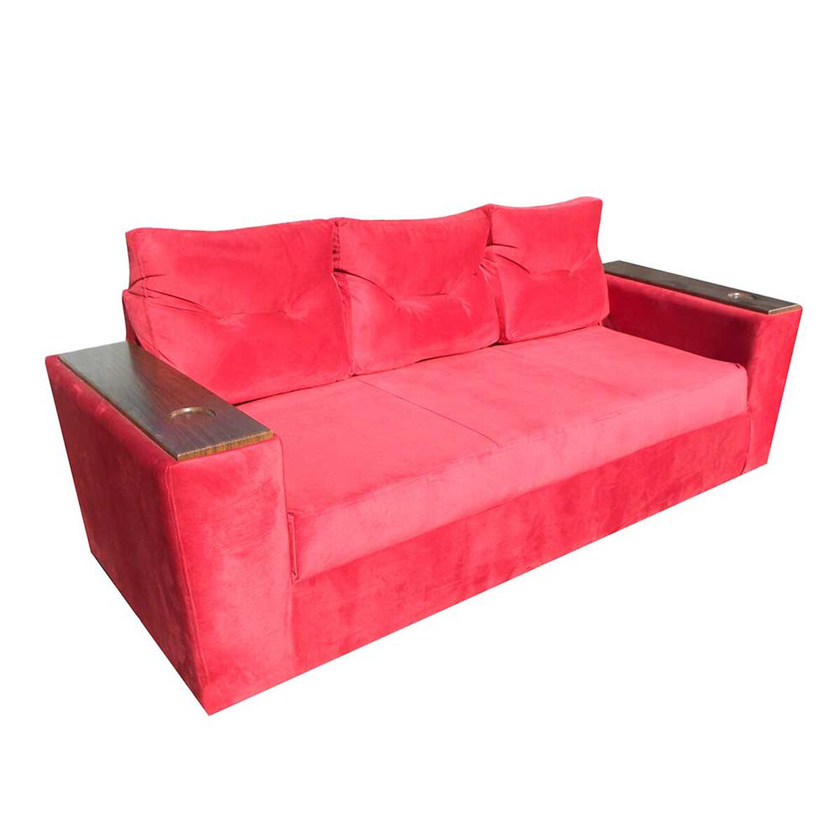 Juego de Living Almore Wilson Sofá 3 Cuerpos + Dos Pouf Rojo