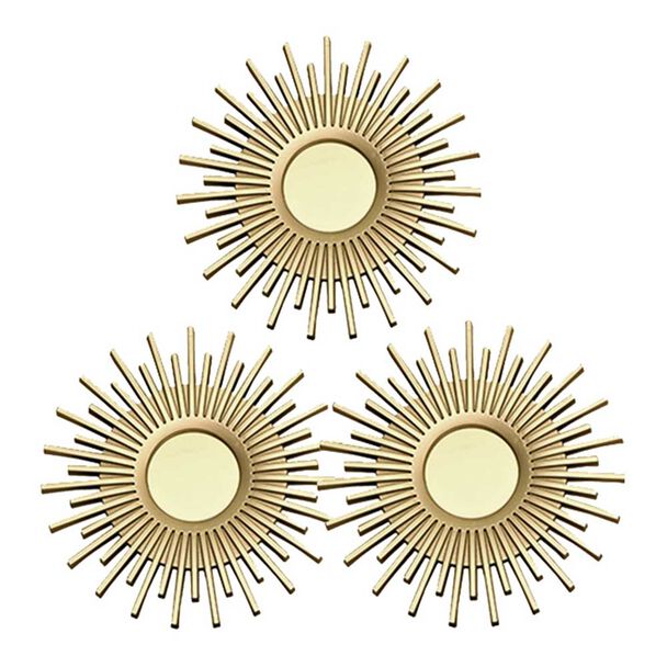 Set 3 Espejos Plástico Vgo para Colgar Circular 25 cm Dorado