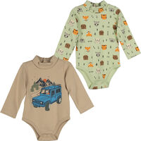 Pack 2 Body Beatle Manga Larga Algodón Chess Baby Aqua, Crudo