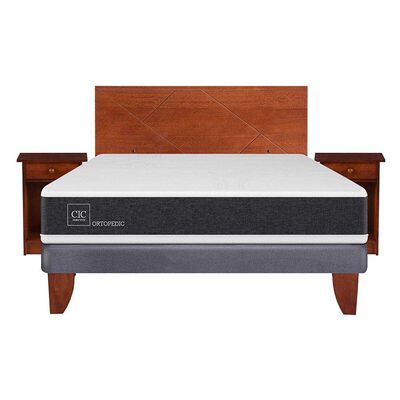 Imagen 1 del producto Cama Europea CIC 2 Plazas Ortopedic + Respaldo + 2 Veladores New Villarrica