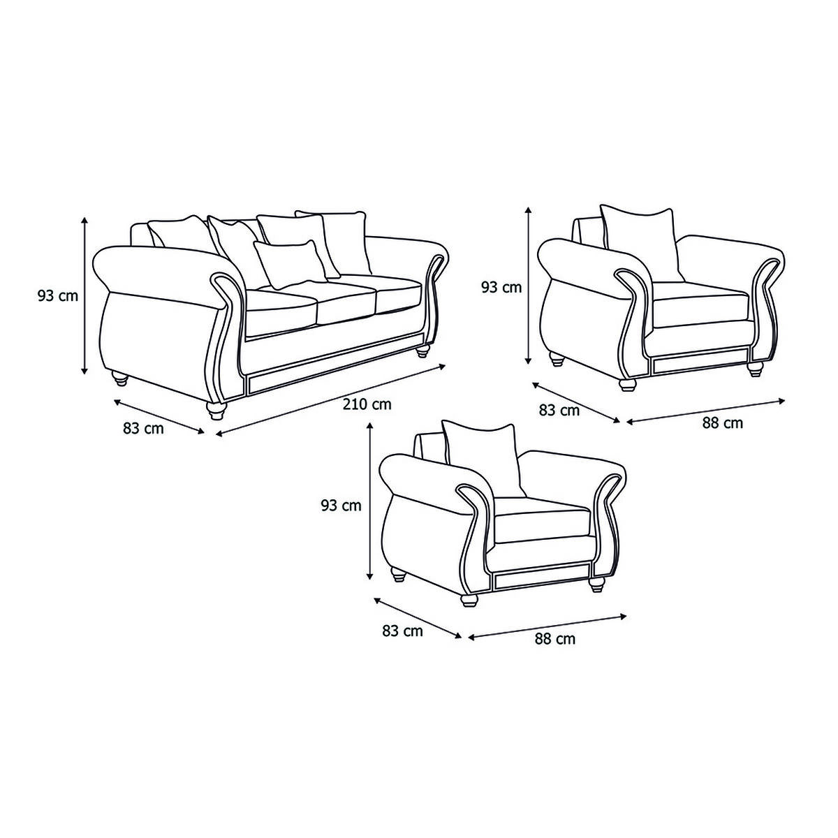Juego de Living Innovamuebles Azucena Sofá 3 Cuerpos + Dos Sillones 1 Cuerpo Café Oscuro 