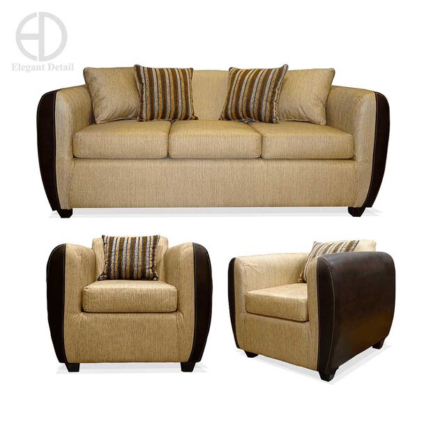 Juego de Living Elegant Detail Oklahoma Sofá 3 Cuerpos + Dos Sillones 1 Cuerpo Beige