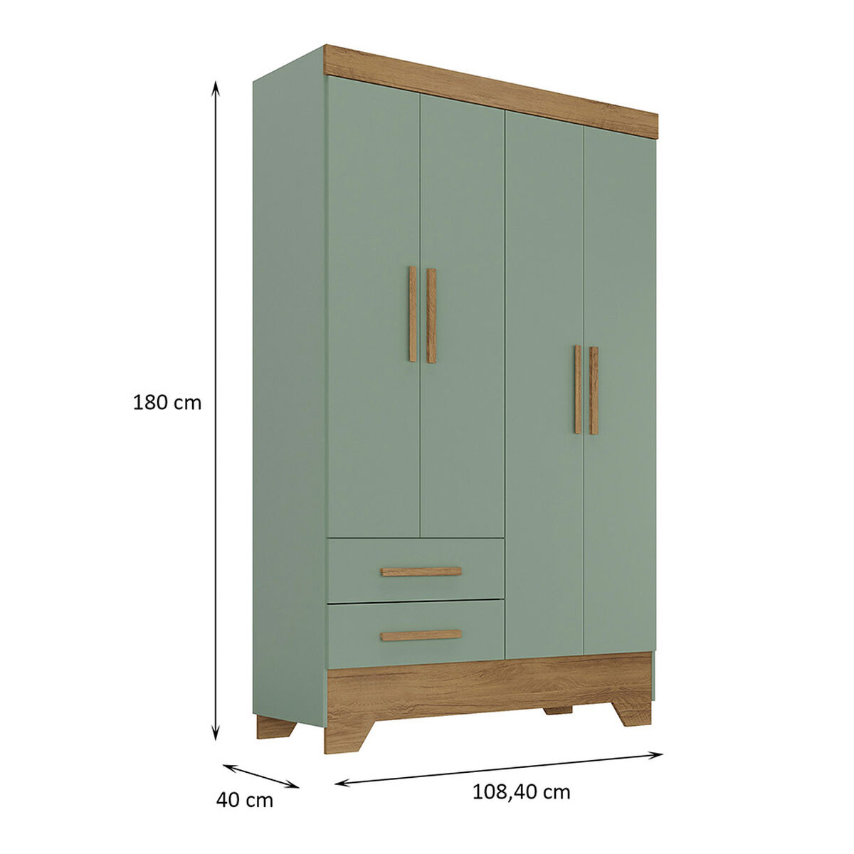 Closet Di Poretti Design Bambole 2 Cajones 4 Puertas Verde Pastel