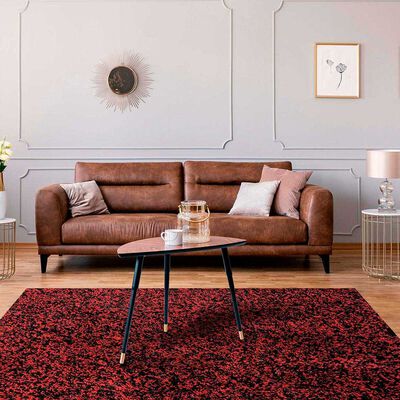 Alfombra Shaggy Bicolor 150 X 200 Cm Red Black