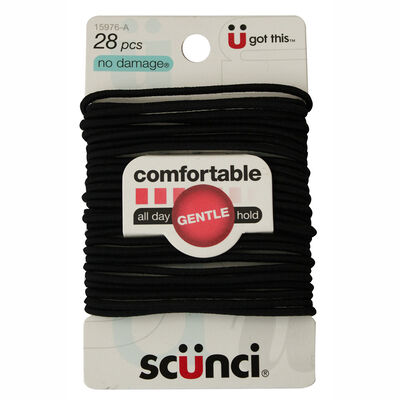 Set Elástico Delgado Negro, 28 Piezas. Scunci
