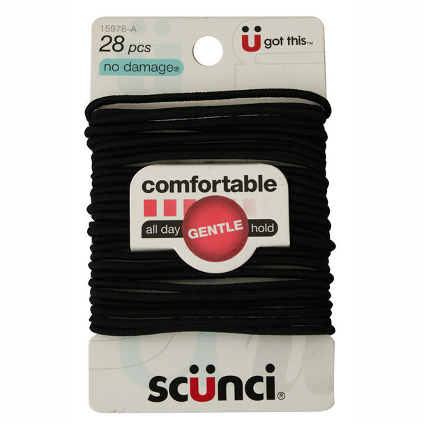 Set Elástico Delgado Negro, 28 Piezas. Scunci