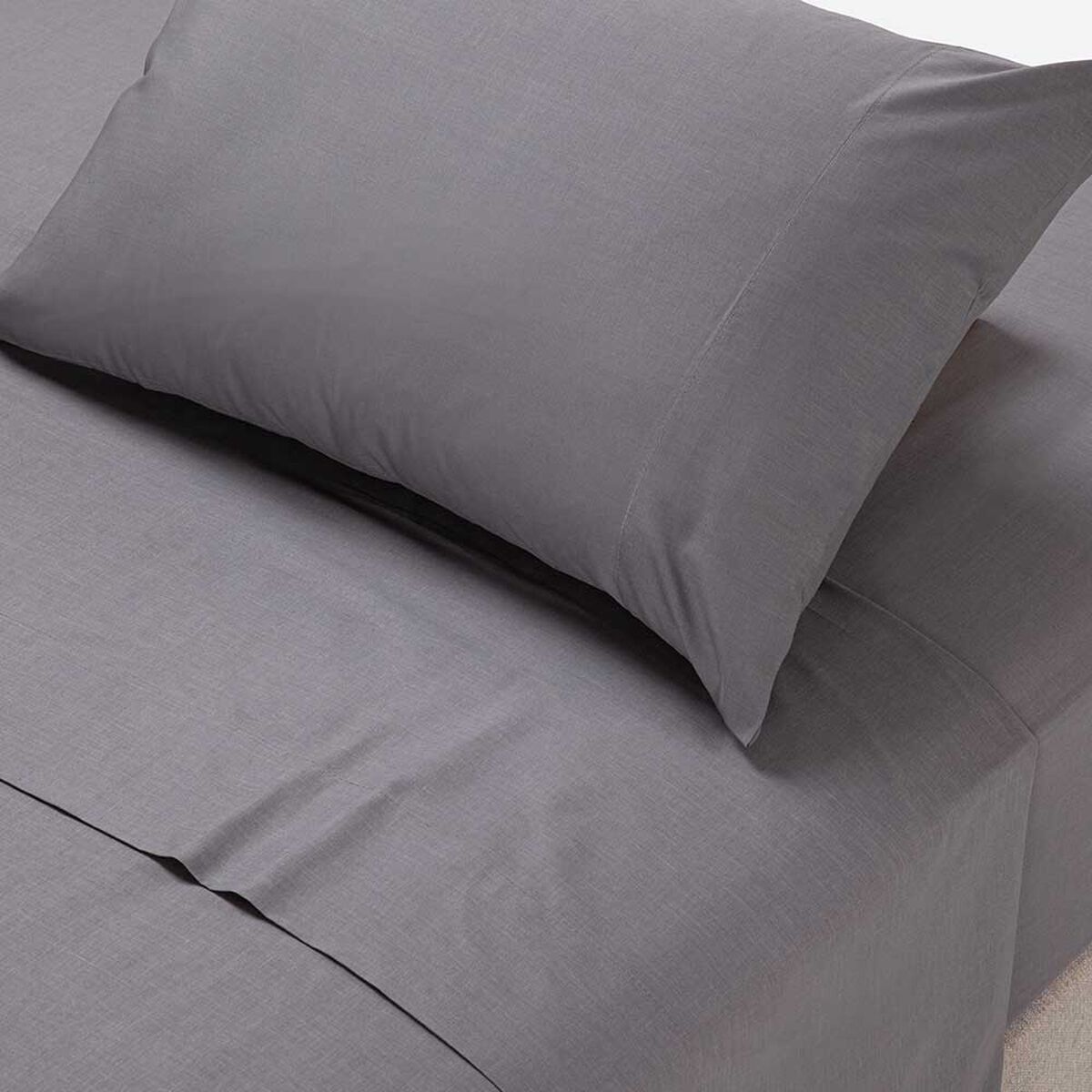 Juego de S&aacute;banas Rosen 144 Hilos 2 Plazas Polycotton Lisa Grafito