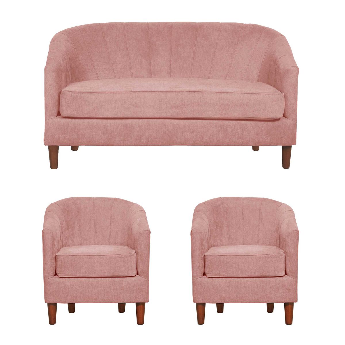 Juego de Living Innovamuebles Rio Sofá 2 Cuerpos + Dos Sillones 1 Cuerpo Rosa