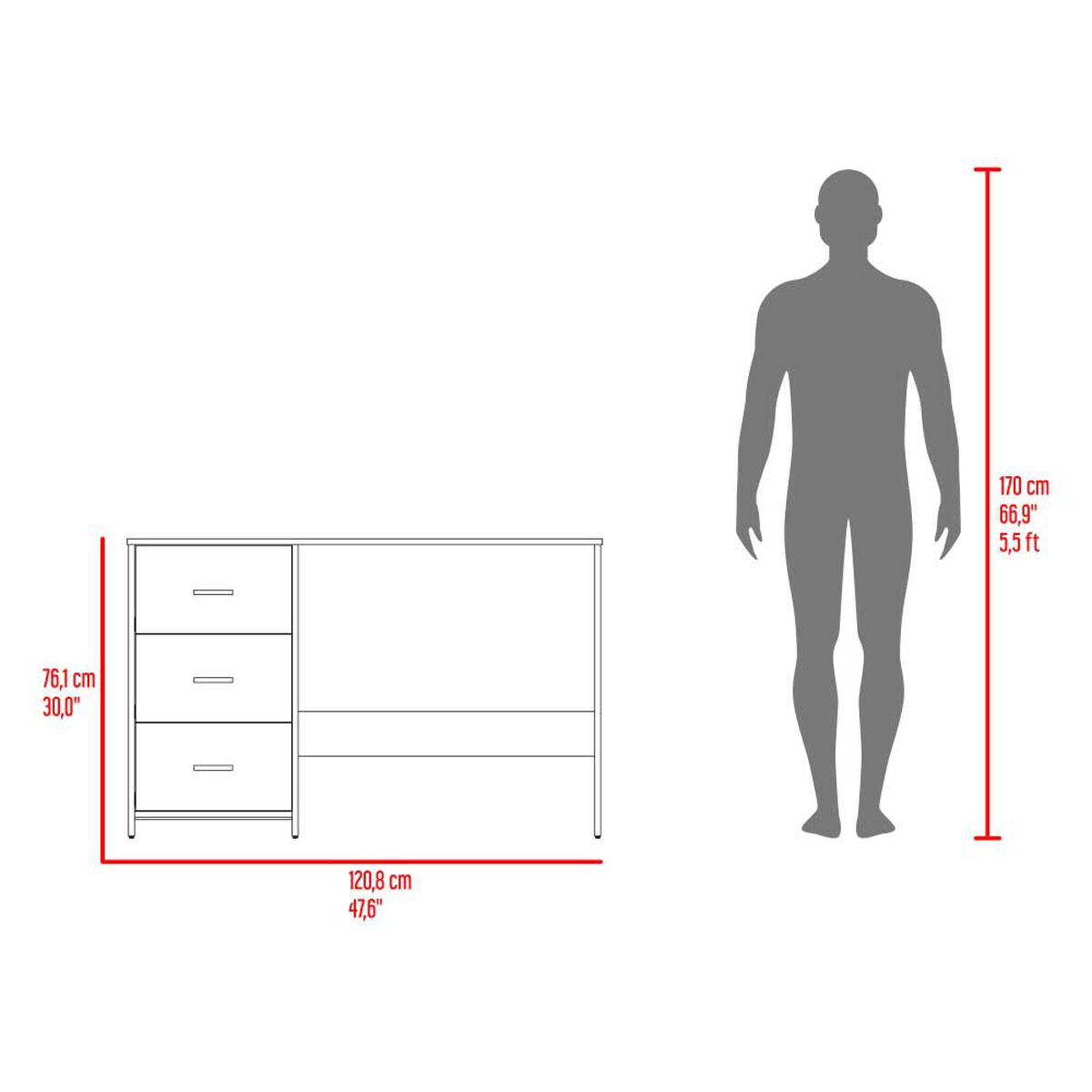 Escritorio TuHome Eco 3 Cajones Blanco