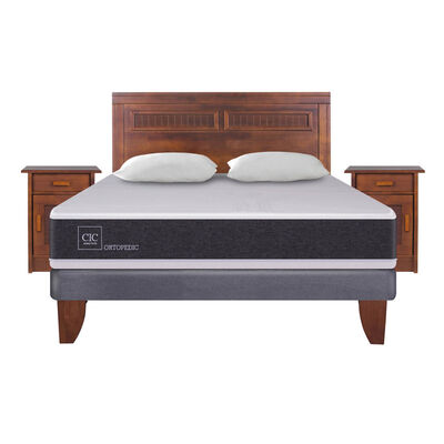 Imagen 1 del producto Cama Europea CIC 2 Plazas Ortopedic + Respaldo + 2 Veladores + 2 Almohadas Milan