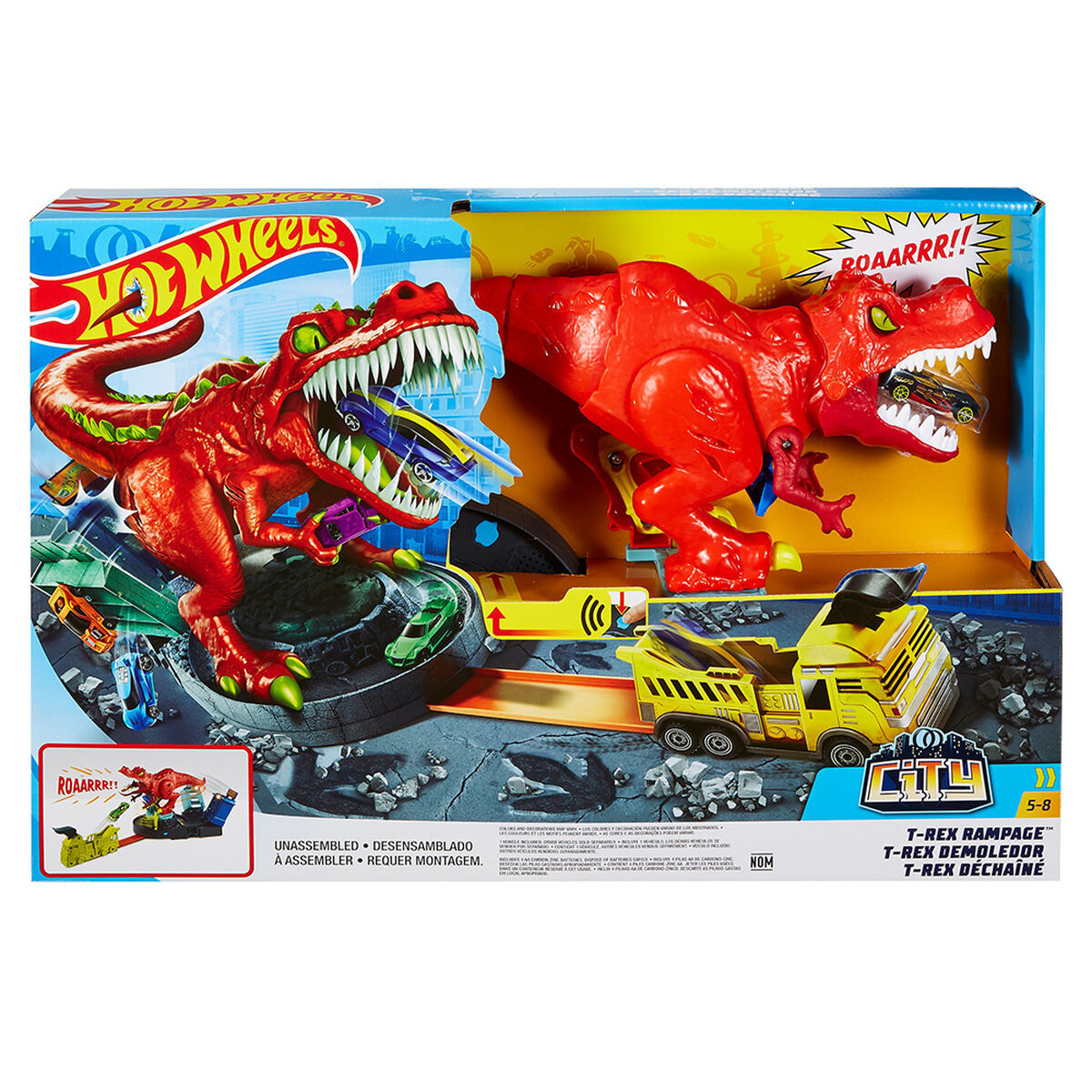 Hot Wheels City Pista de Juguete T-Rex Demoledor