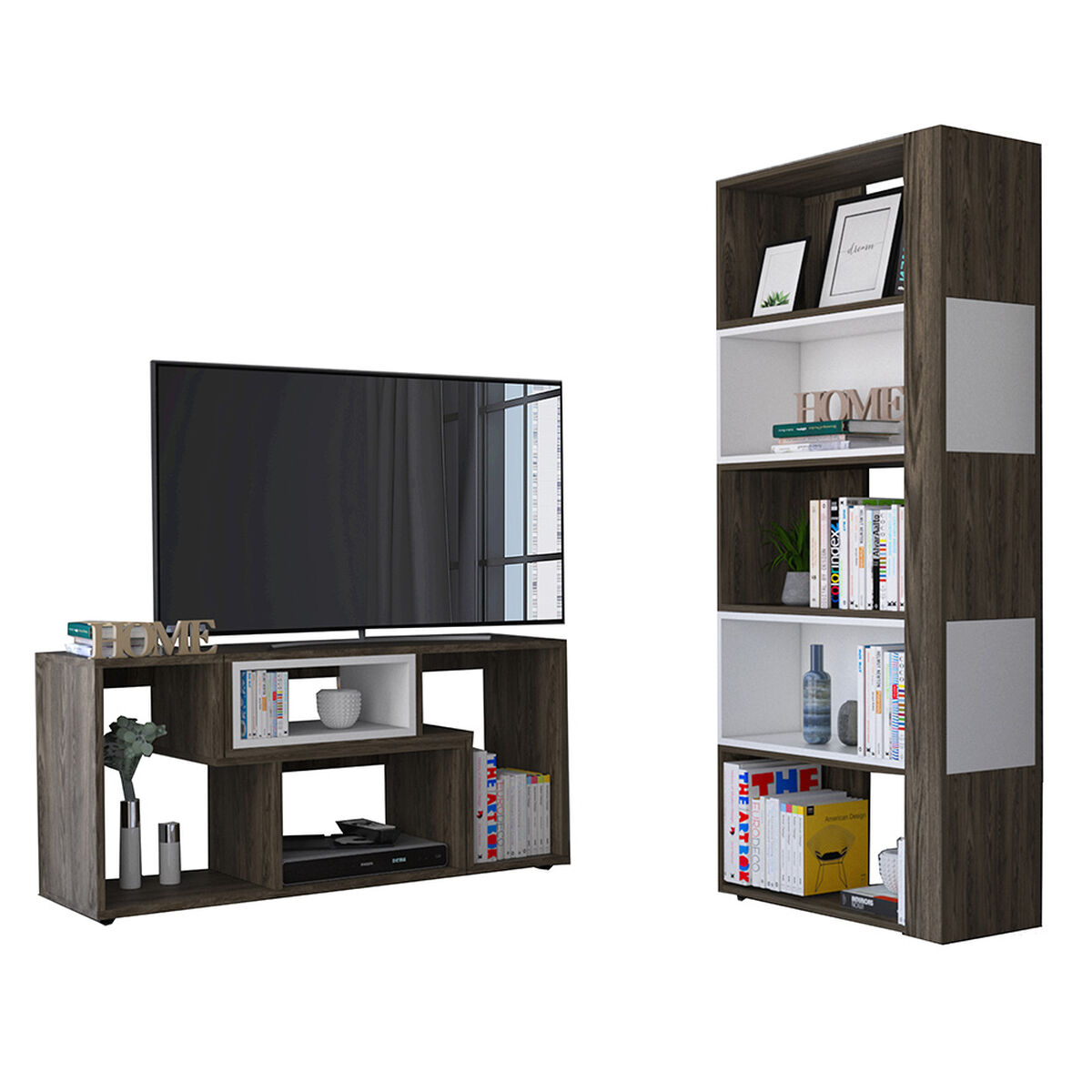 Combo Rack Extensible TV Hasta 40" + Biblioteca Cubo TuHome Beijing
