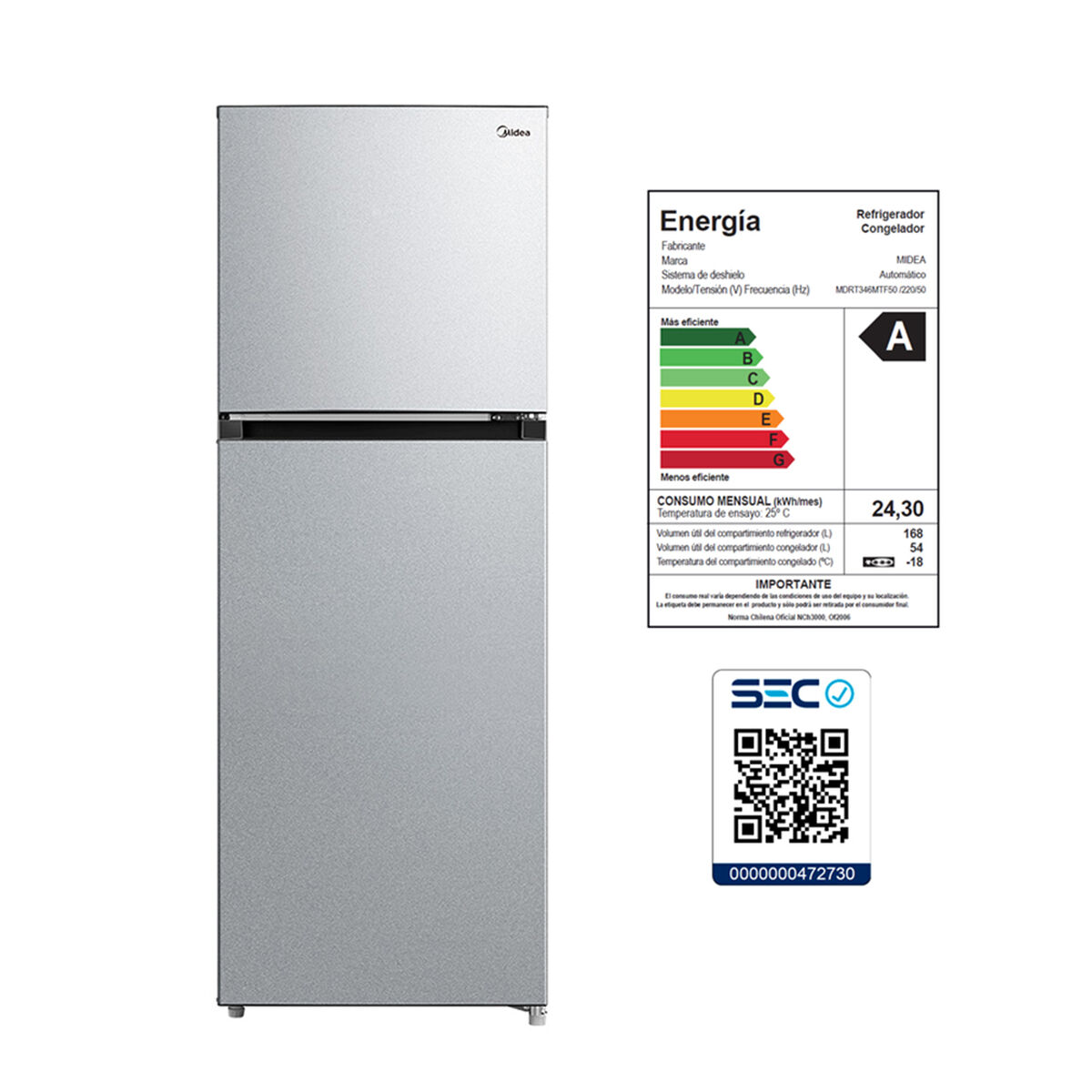 Refrigerador No Frost Midea MDRT346MTF50 236 lts.