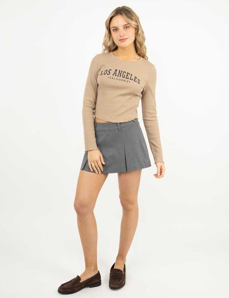 Polera Crop Manga Larga Mujer Icono