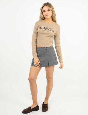 Imagen 2 del producto Polera Crop Manga Larga Mujer Icono Cafe