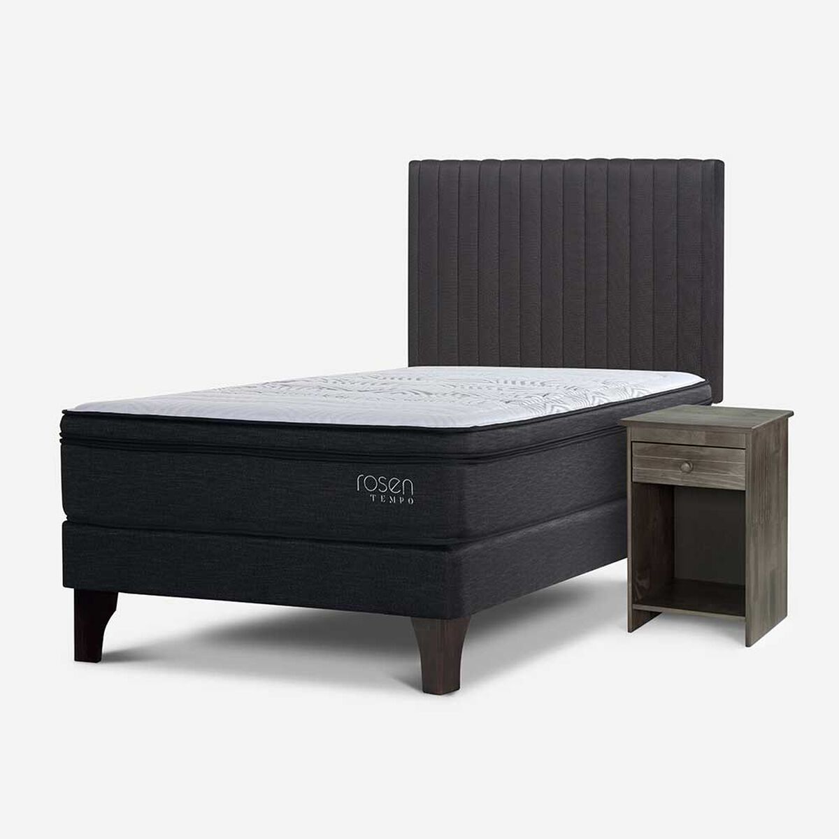 Cama Europea Rosen 1.5 Plazas Tempo + Set Lucio