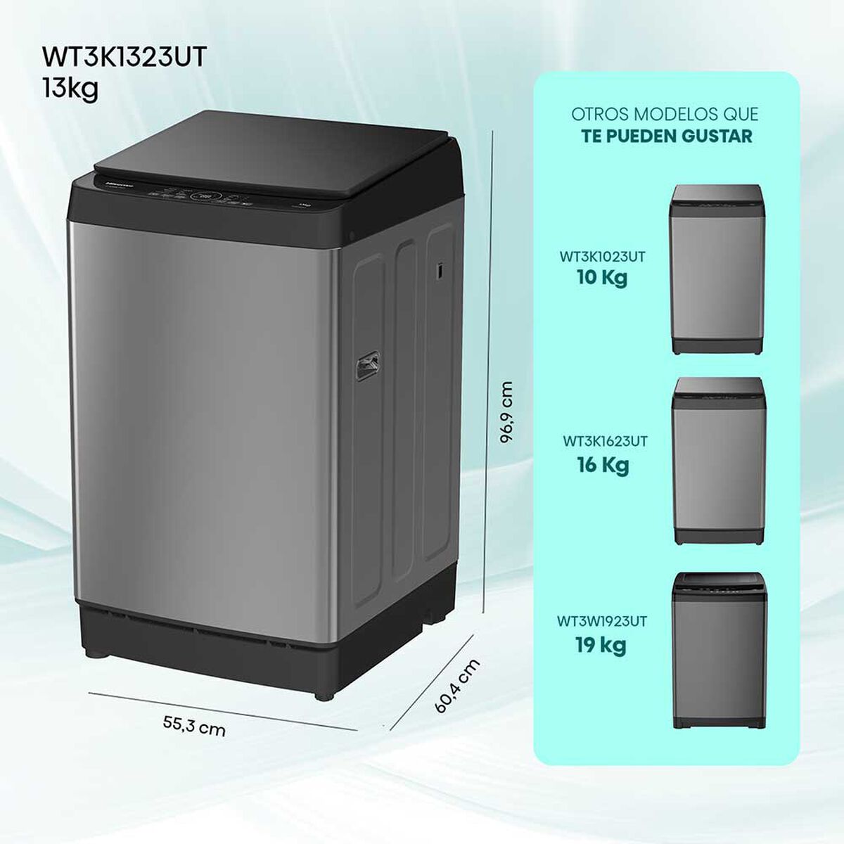 Lavadora Hisense WT3K1323UT 13 Kg.