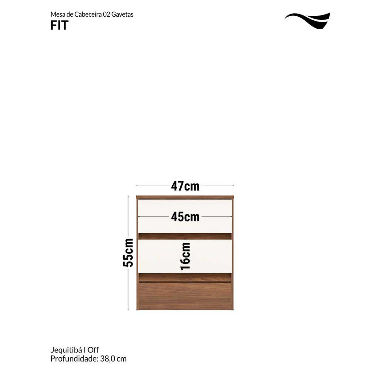 Velador Casanova Fit 2 Cajones Jequitiba Blanco