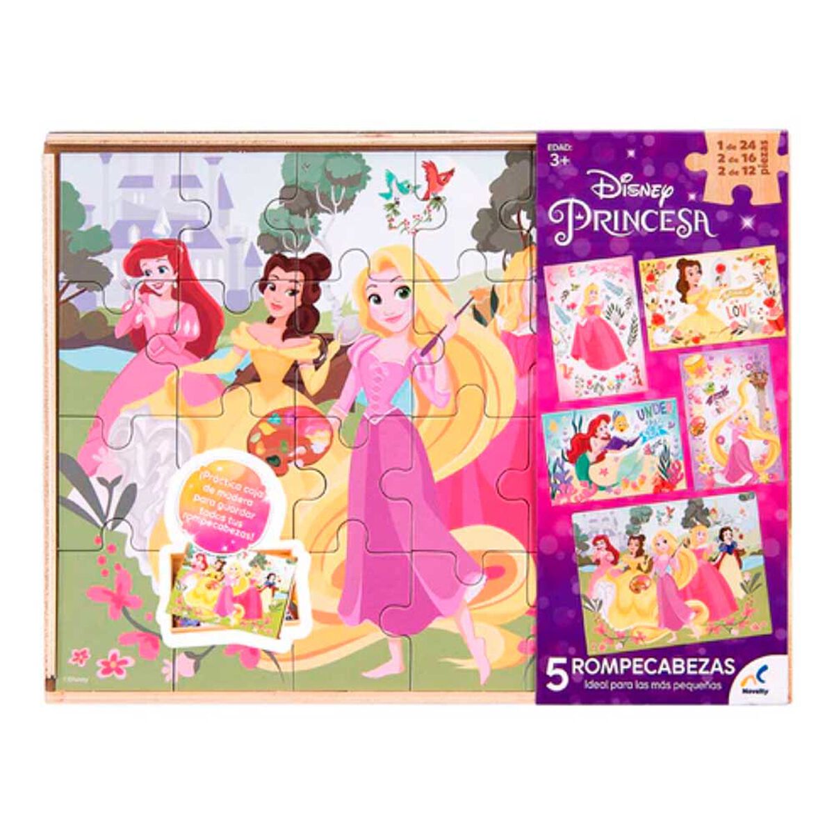 Puzzle de Madera 5 en 1 Princesas Disney