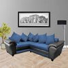 Sofá Seccional Izquierdo Living Factory Capricho Chaise Longue + Sofá 3 Cuerpos Negro Azul Petróleo