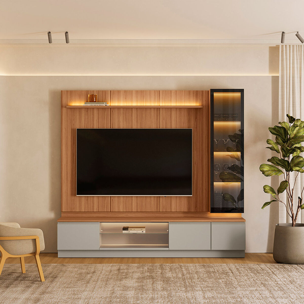 Home TV Di Poretti Design Magnuss Hasta 75" Caf&eacute; Claro