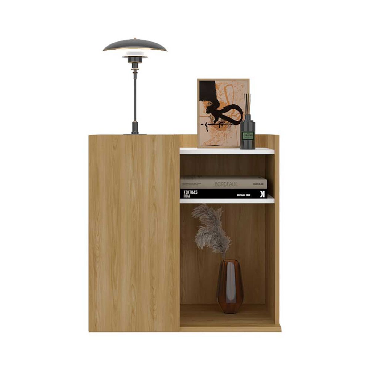 Velador Tuhome Cairo 1 Puerta Fresno Europeo y Blanco