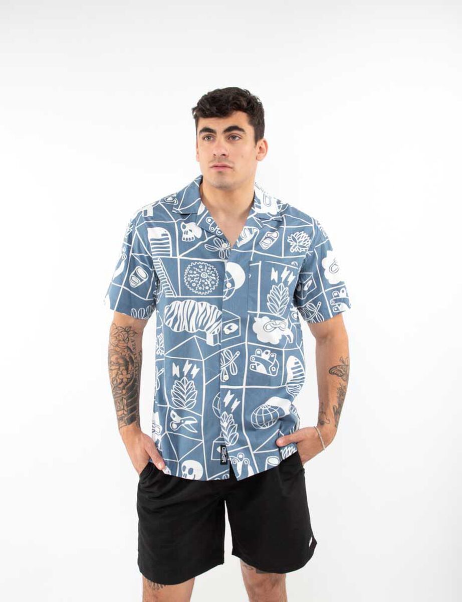 Camisa Algod&oacute;n Estampada Manga Corta Hombre Icono