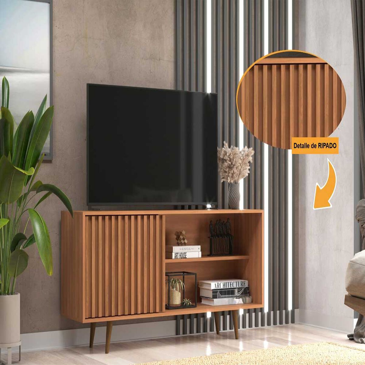 Rack Almore Italia Hasta 55" Freijo