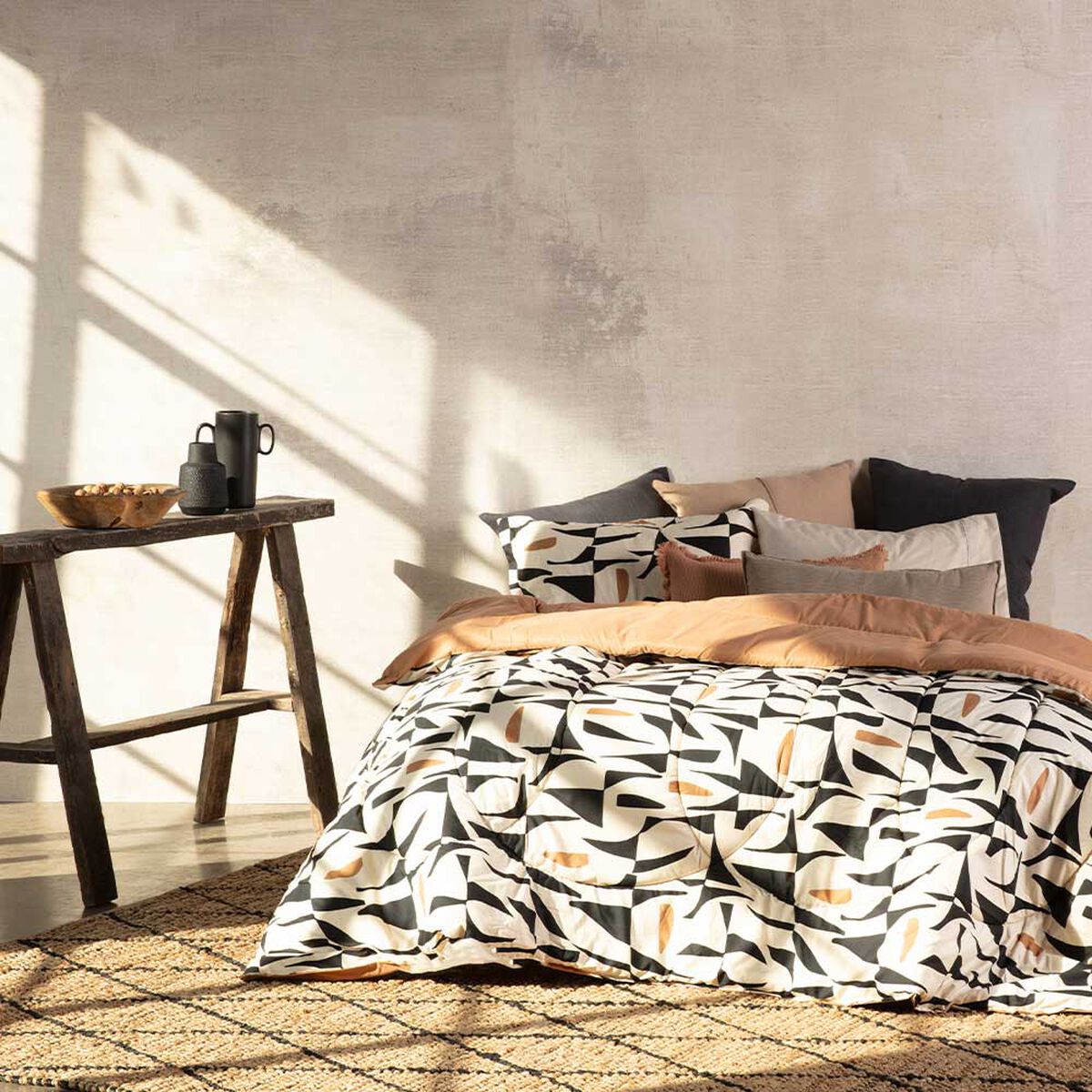 Plumón Estampado SoHome 1,5 Plazas Nahuel Negro