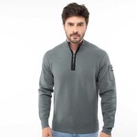 Sweater Medio Cierre Slim Hombre Zibel Gris, Negro, Olivo