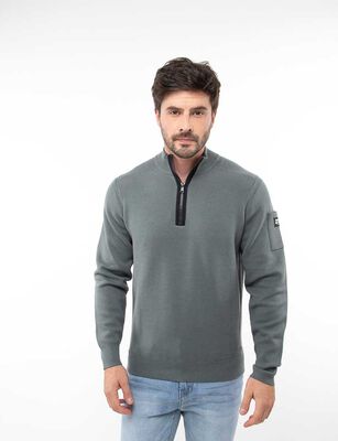 Imagen 1 del producto Sweater Medio Cierre Slim Hombre Zibel Gris, Negro, Olivo