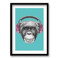 Cuadro Decorativo Retela Monkey Headphones 70 x 50 cm
