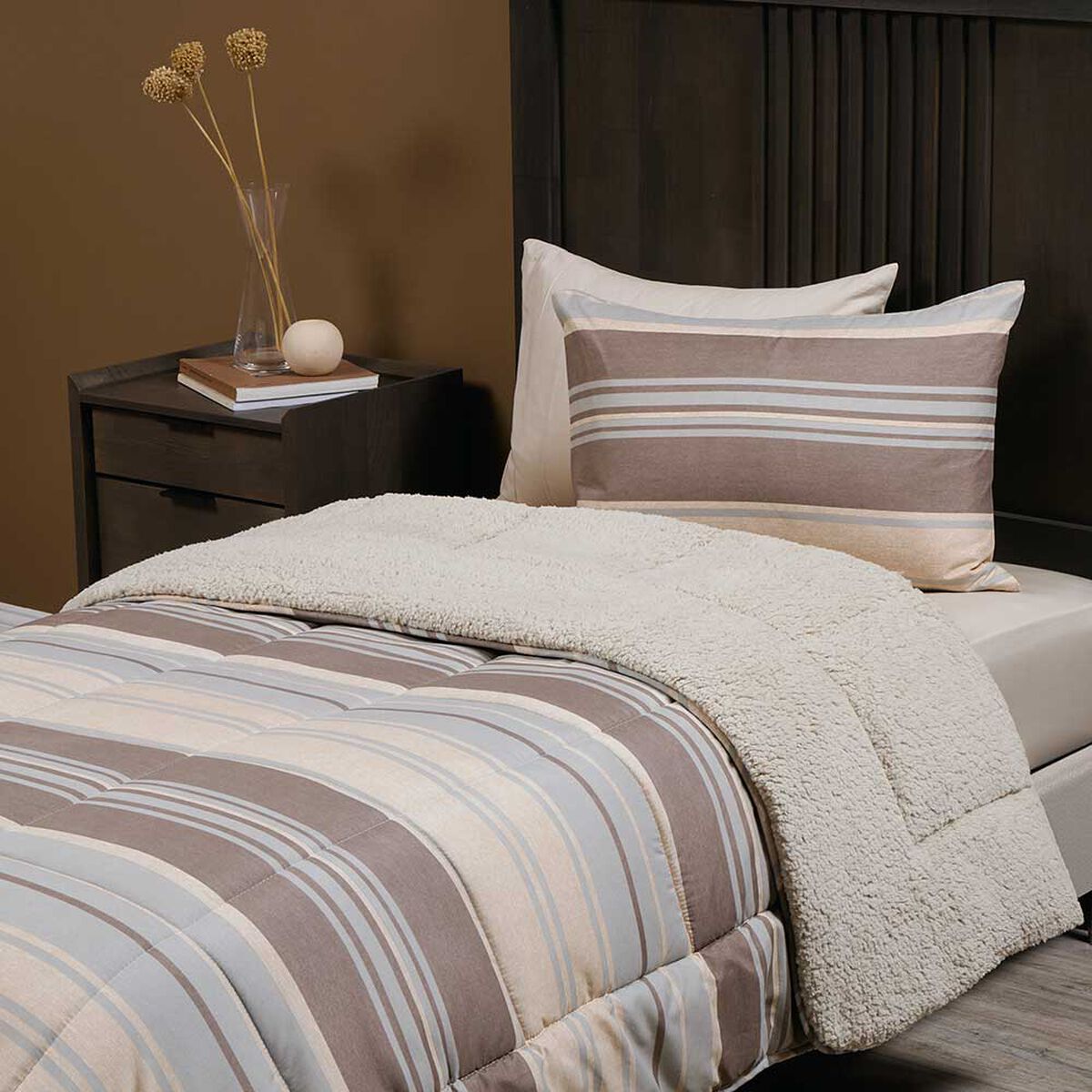 Plum&oacute;n Rosen 1,5 Plazas Sherpa Alaska Louise Caf&eacute;/Beige/Gris