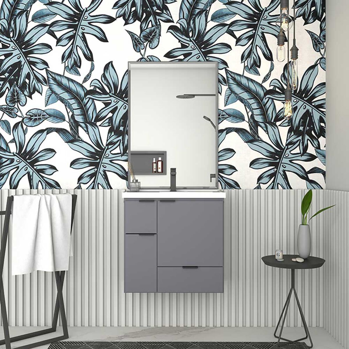 Vanitorio + Lavamanos Vekkahome Orquídea Gris