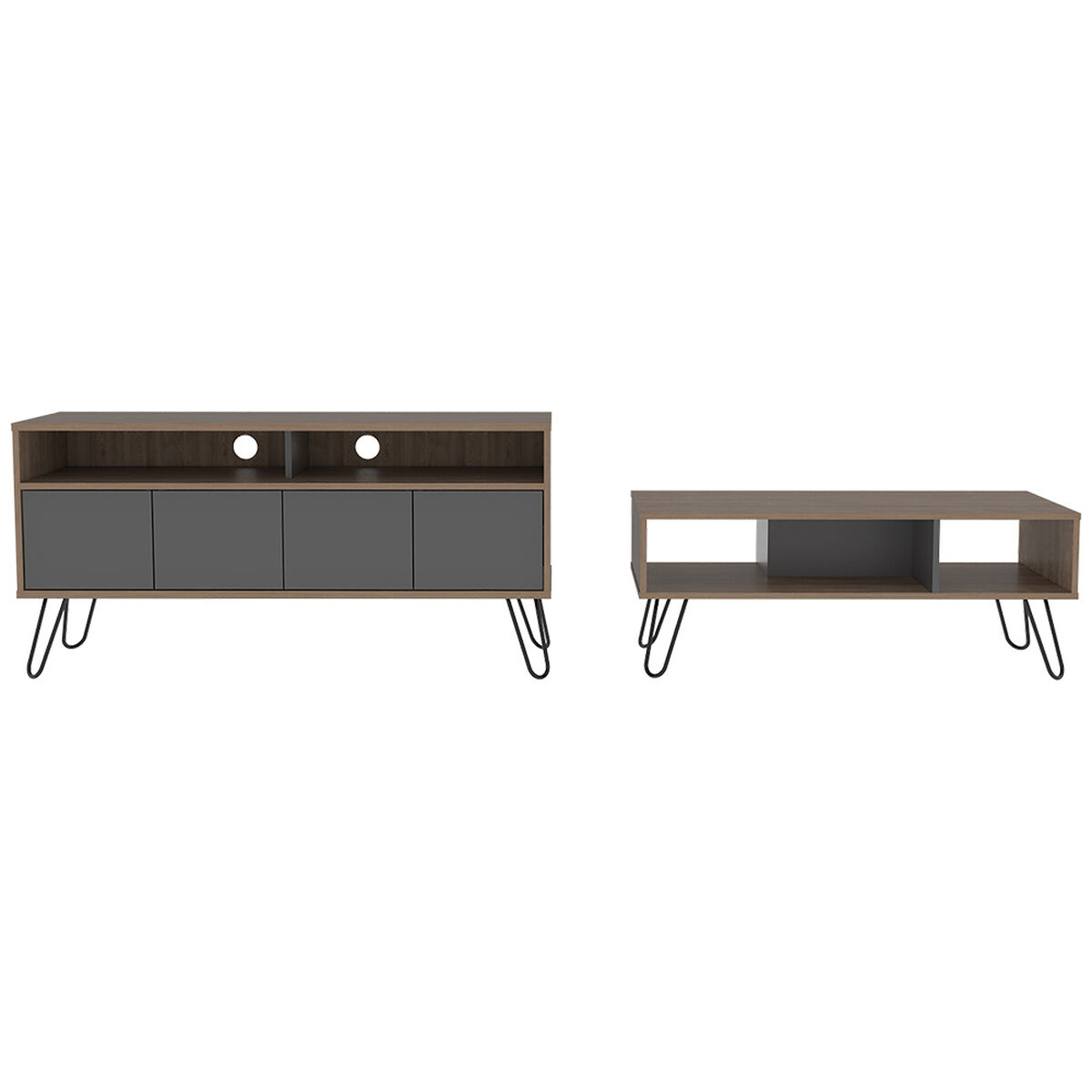 Rack TV Hasta 55" + Mesa de Centro Vassel TuHome