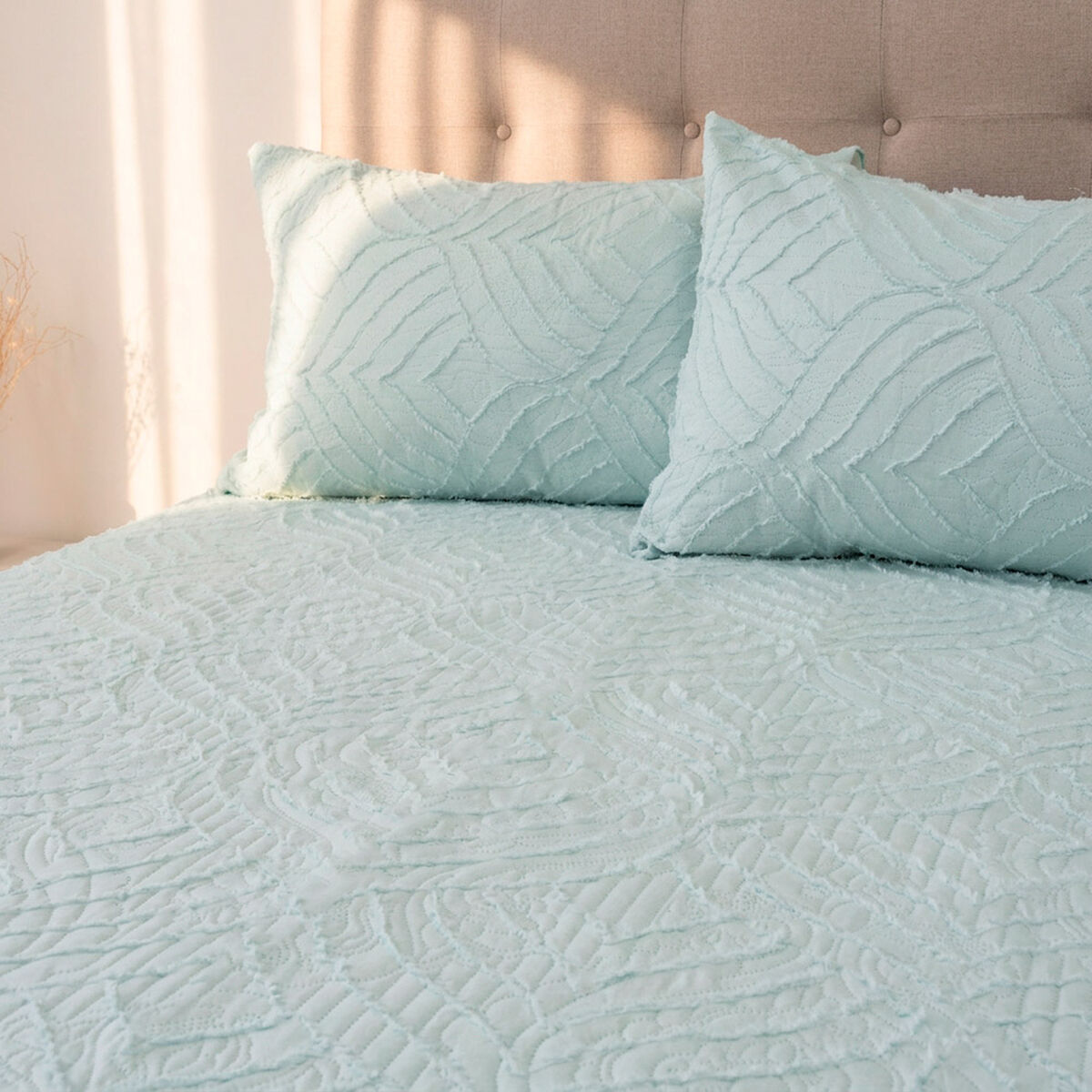 Quilt Doral 3 Plazas Touch Celeste