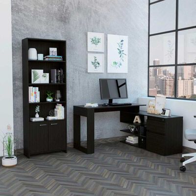 Escritorio Alteza  + Biblioteca Lisa 1,80 Con Puertas