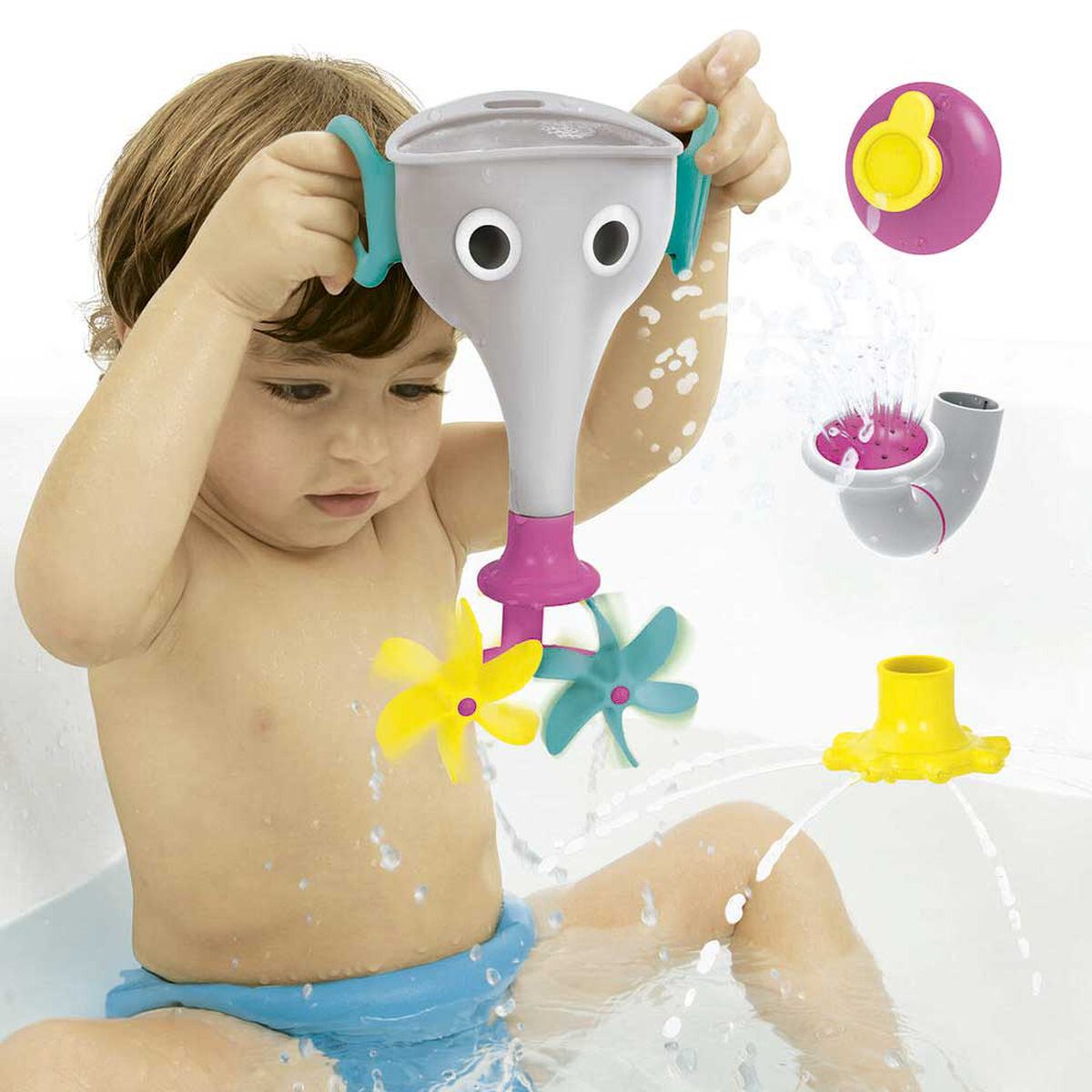 Juego de Ba&ntilde;o Elefante Embudo Gris Infantil Beb&eacute; Ni&ntilde;o Ni&ntilde;a Tina Yookidoo